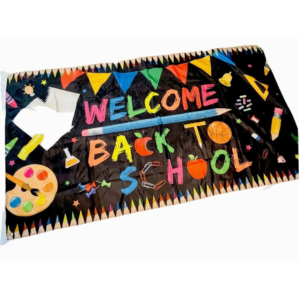 Welcome Back To School LARGE 70” Polyester with 4 Metal Grommets Banner Décor